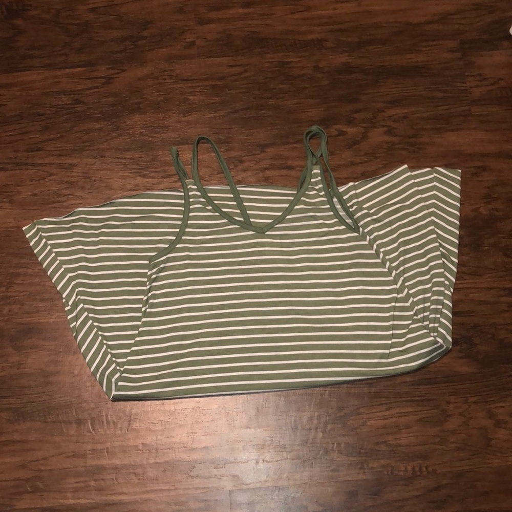 Green and White Striped Tank Dress